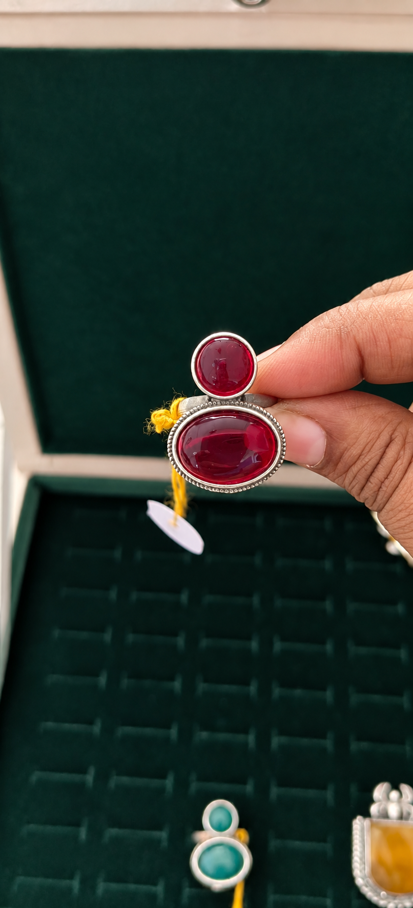 Oval Ruby Stone Adjustable Ring