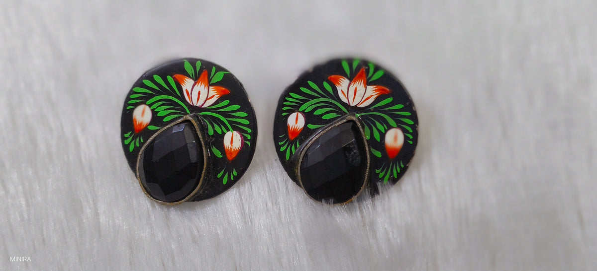 Green Black Stone Stud
