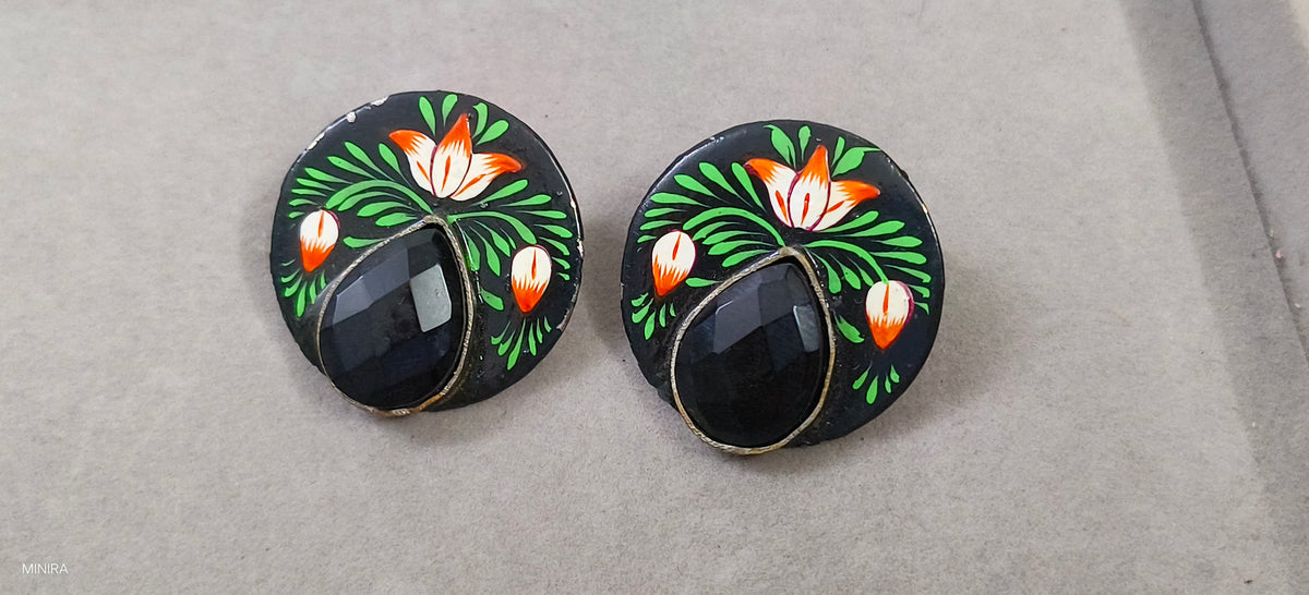 Green Black Stone Stud