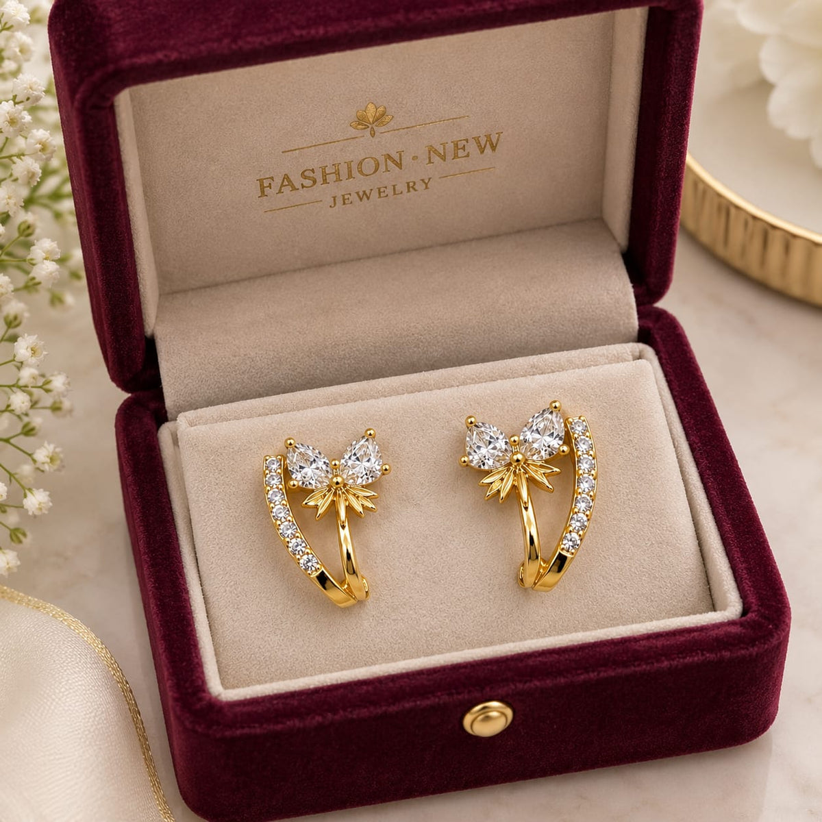 Elegant Bow Crystal Studs ✨