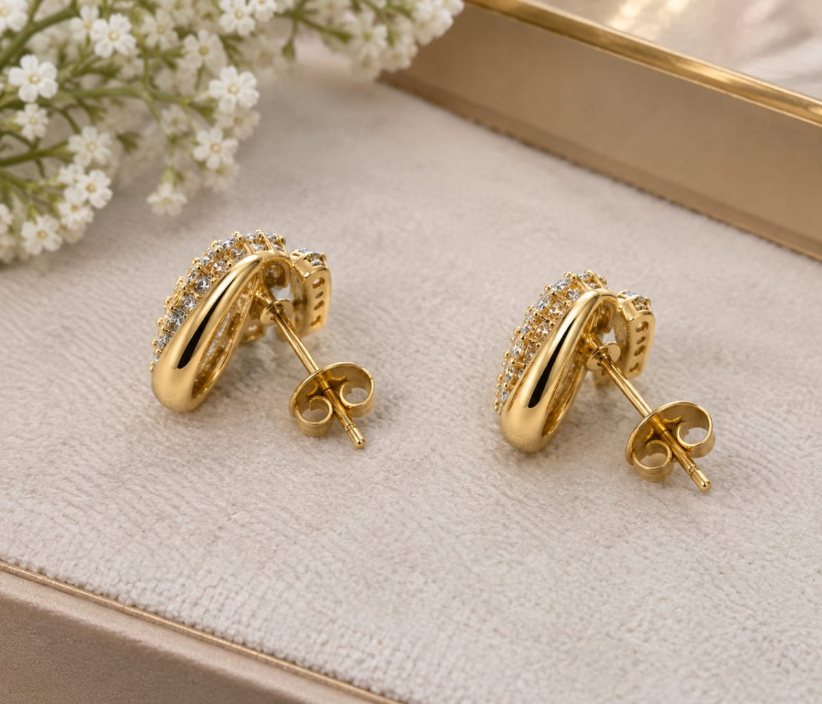 Luxe Pavé Gold Hoop Earrings