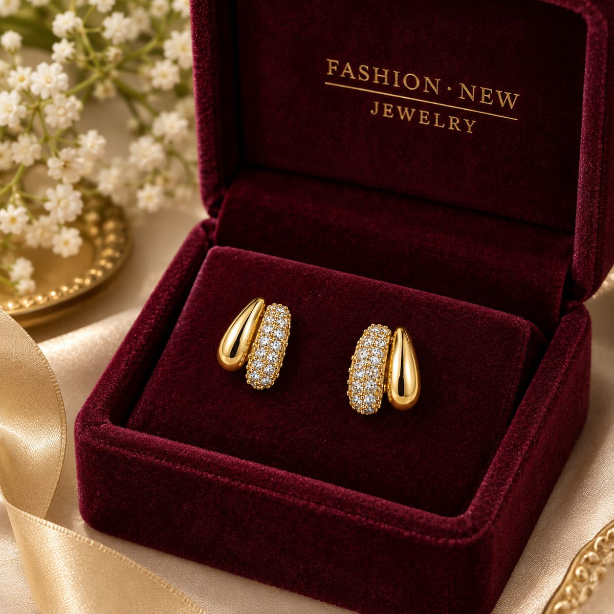Luxe Pavé Gold Hoop Earrings