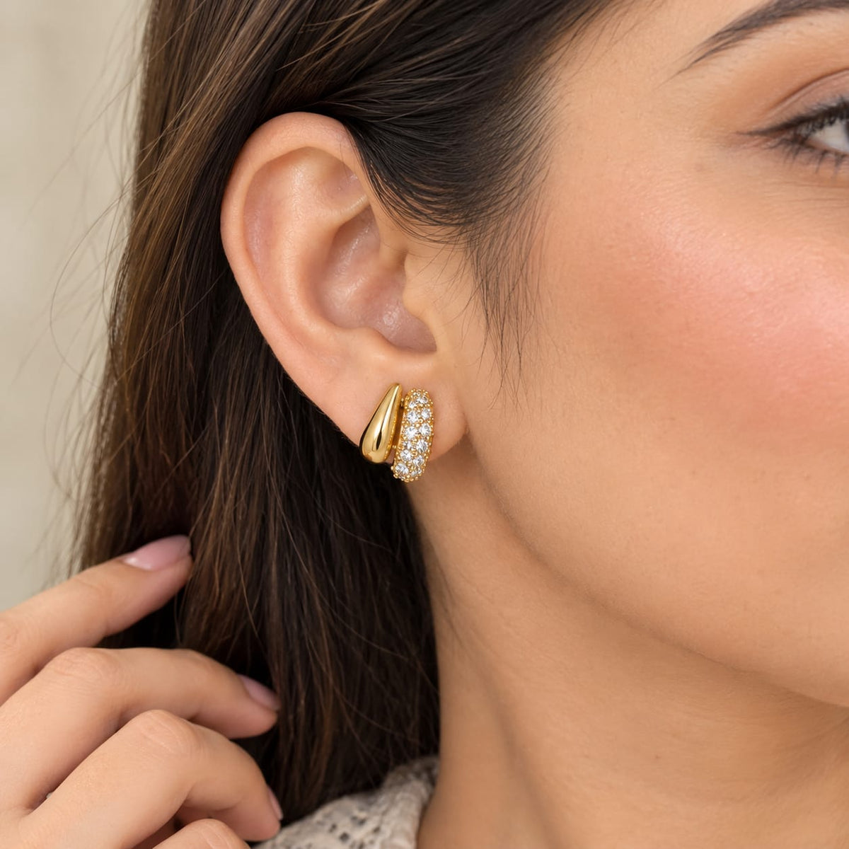 Luxe Pavé Gold Hoop Earrings