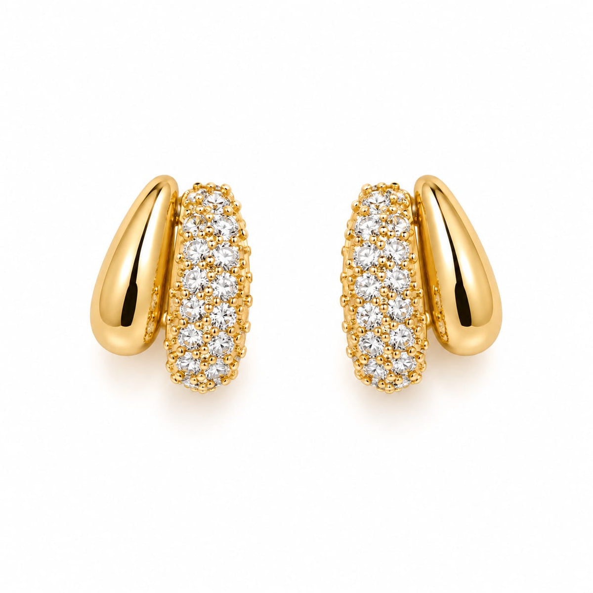 Luxe Pavé Gold Hoop Earrings
