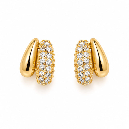Luxe Pavé Gold Hoop Earrings