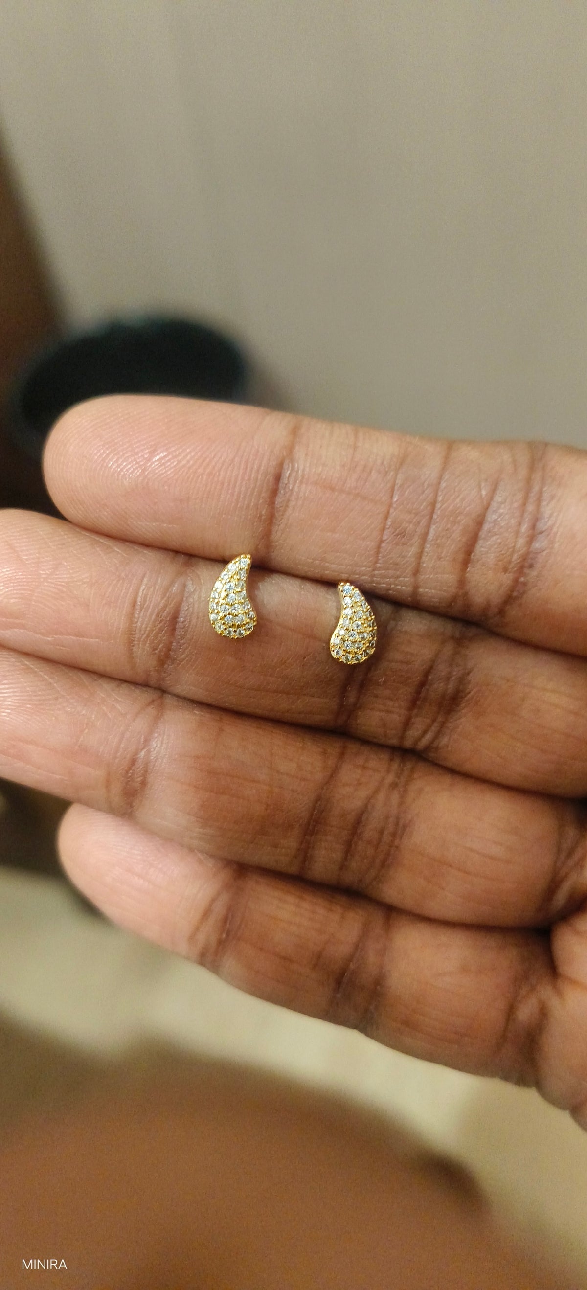 Golden Teardrop Stud Earrings