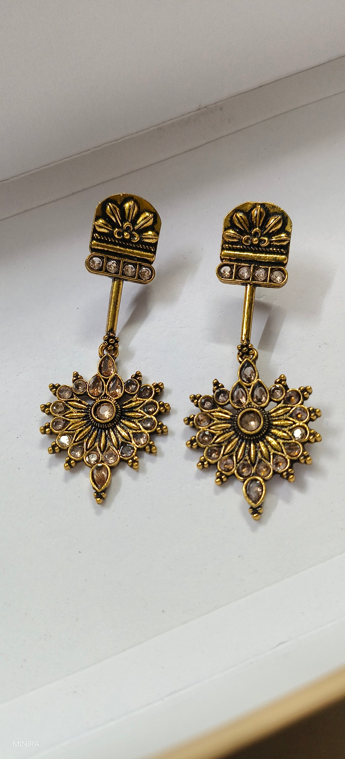Antique Gold Floral Statement Earrings