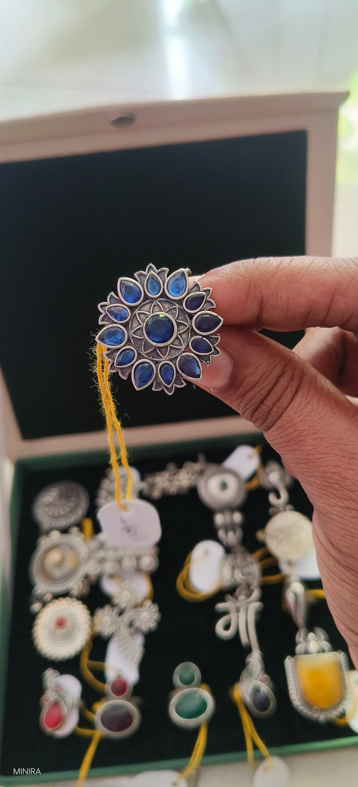 Royal Blue Lotus Statement Ring