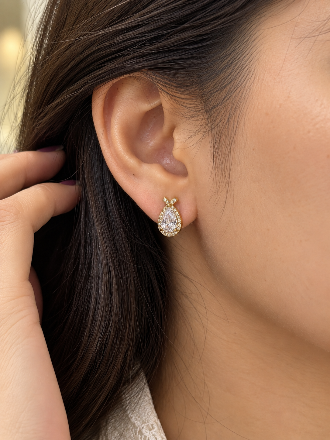 Teardrop Crystal Stud Earrings