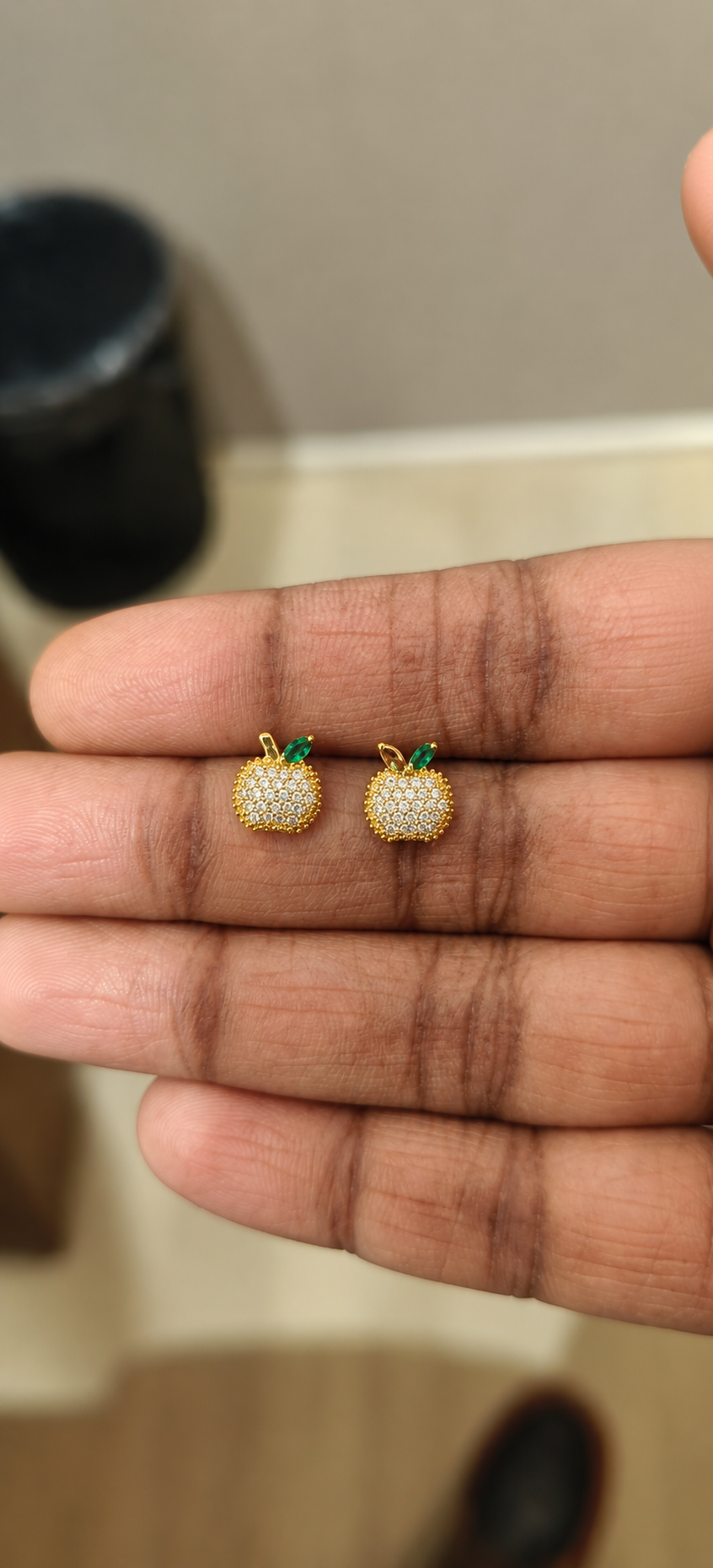 Emerald Apple Pavé Stud Earrings