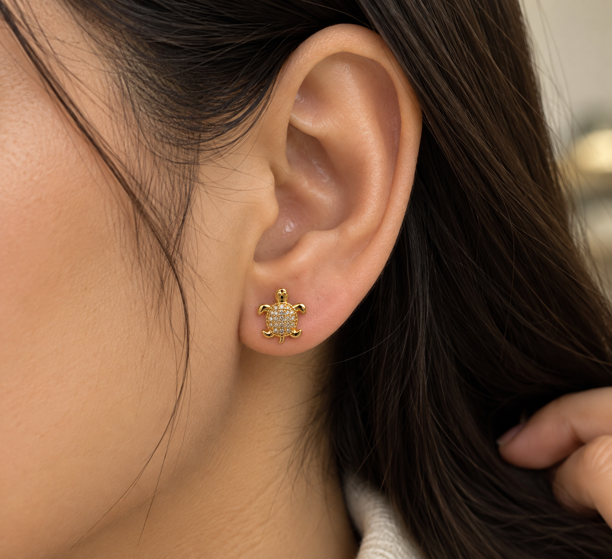 Turtle Pavé Stud Earrings