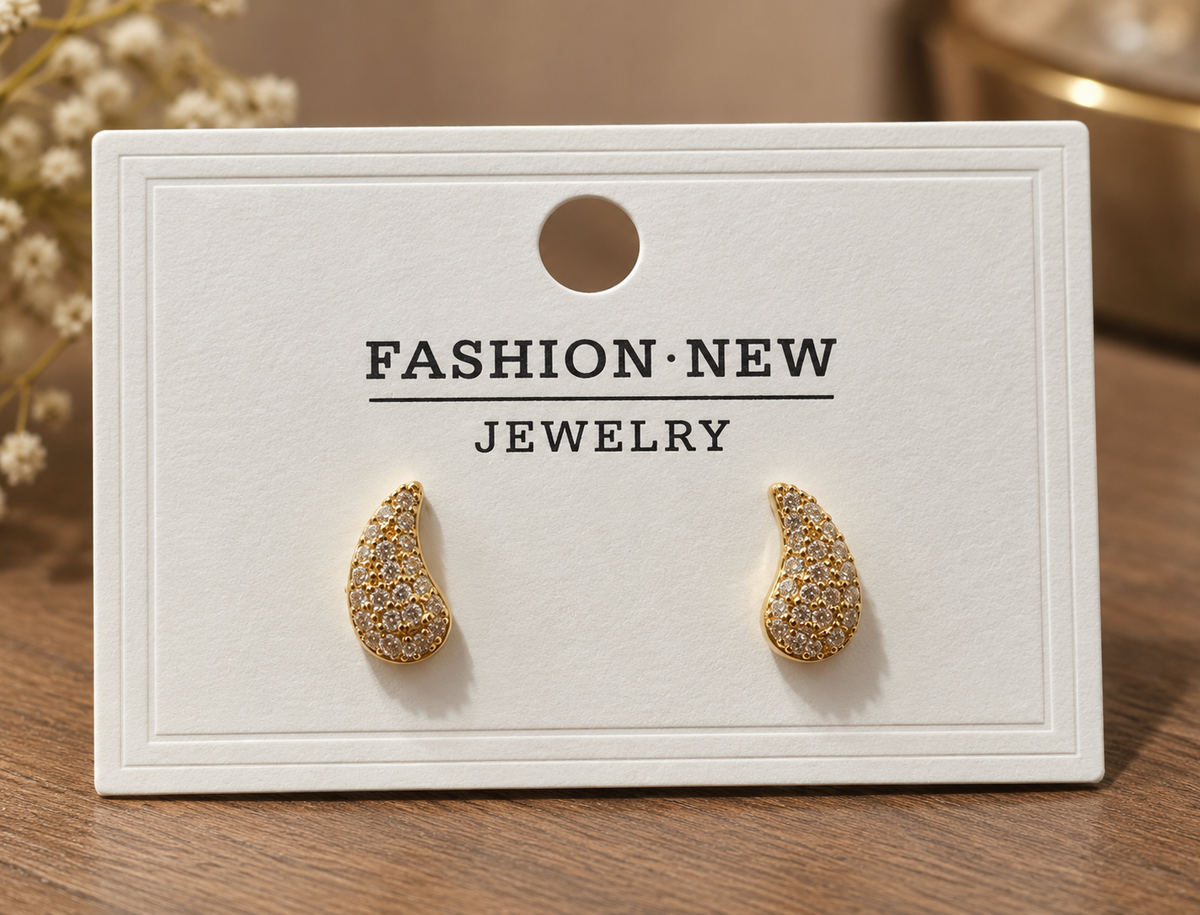 Golden Teardrop Stud Earrings