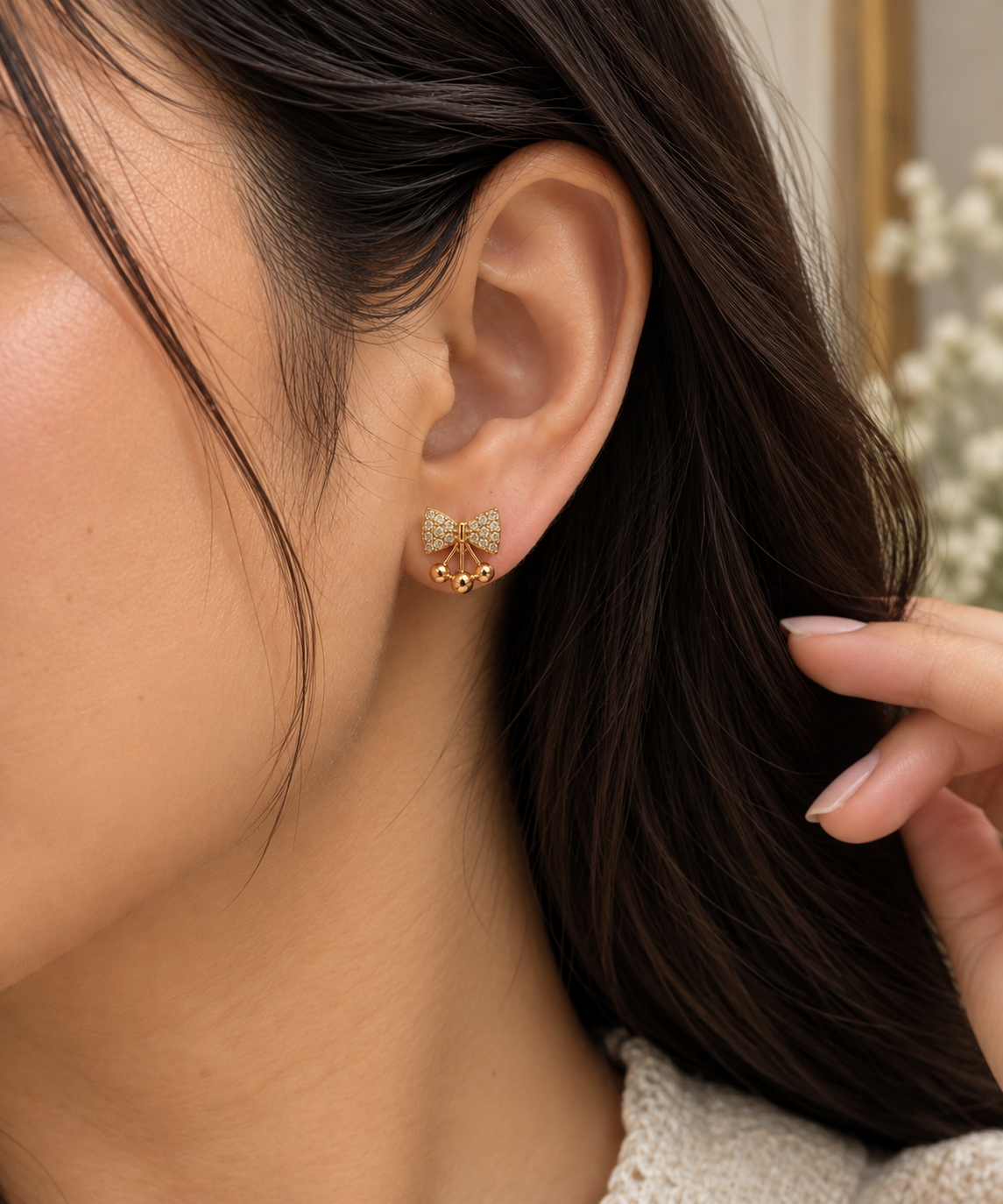 Bow Stud with Diamond