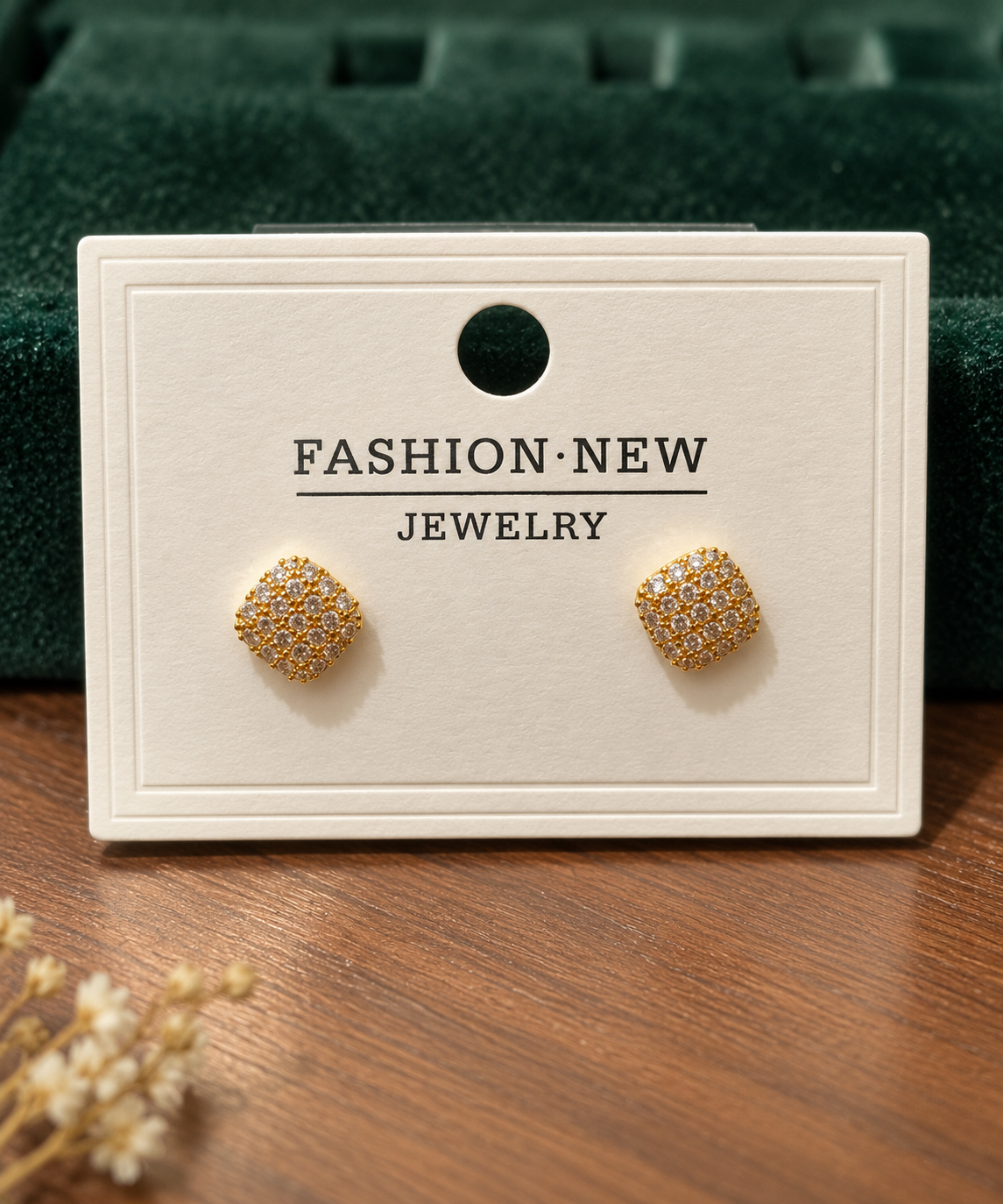 Crystal Pavé Square Stud Earrings