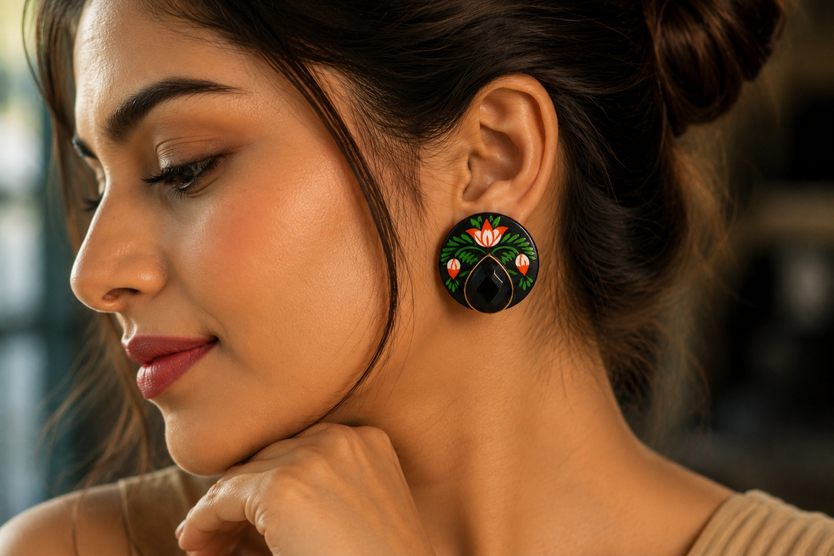 Green Black Stone Stud