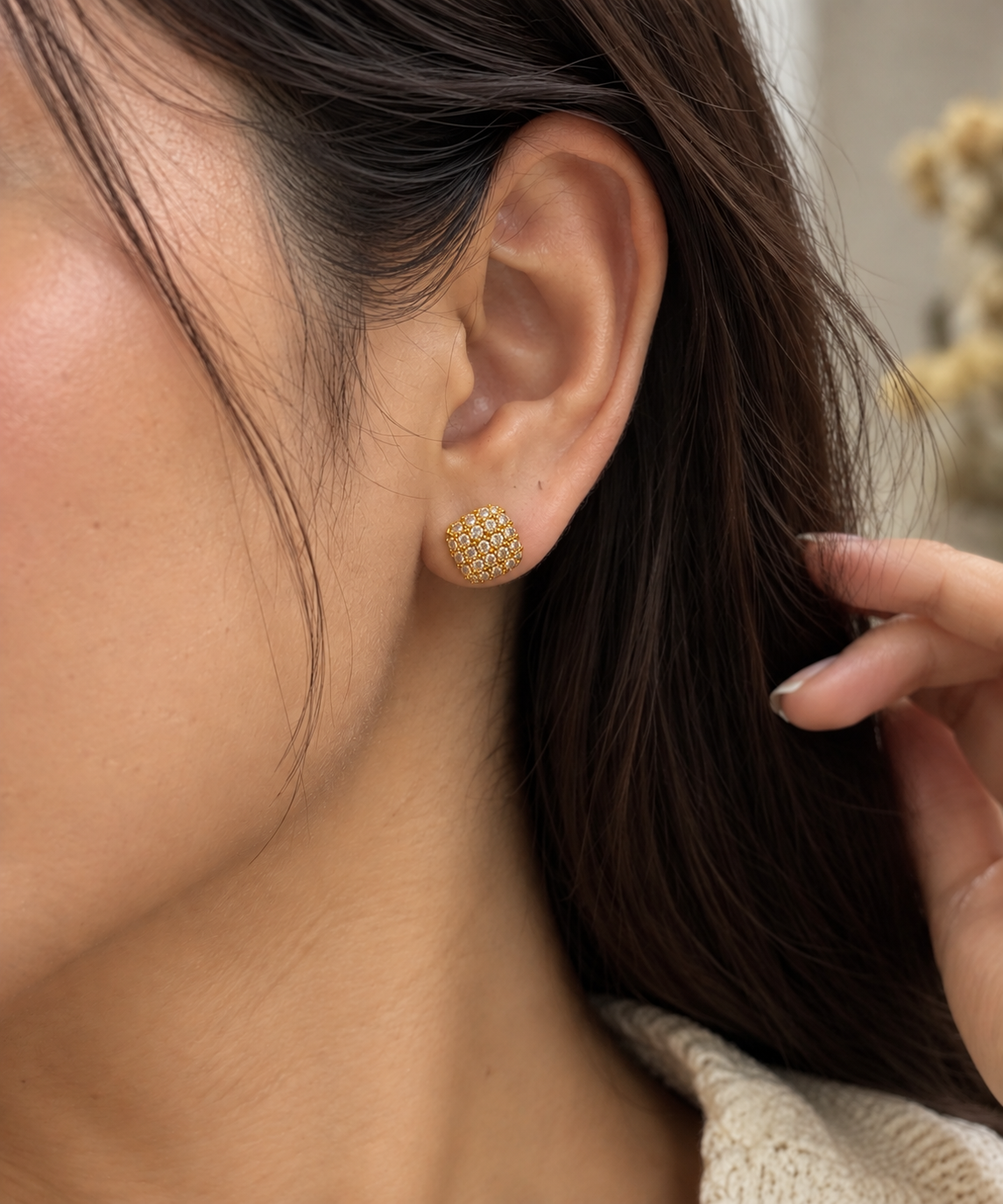 Crystal Pavé Square Stud Earrings