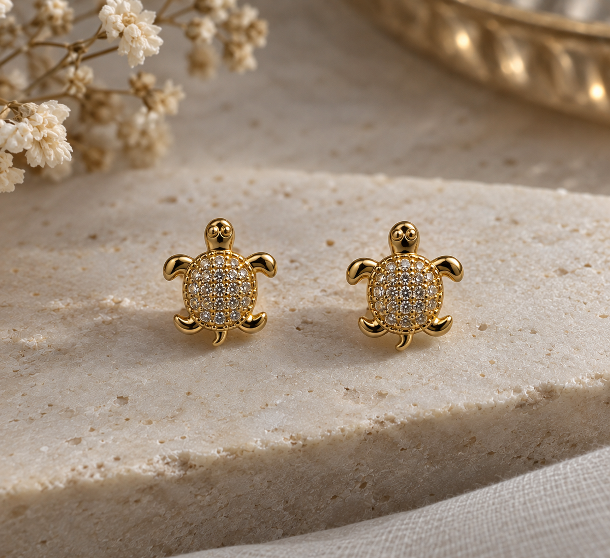 Turtle Pavé Stud Earrings