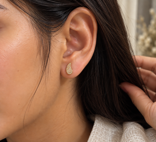 Golden Teardrop Stud Earrings