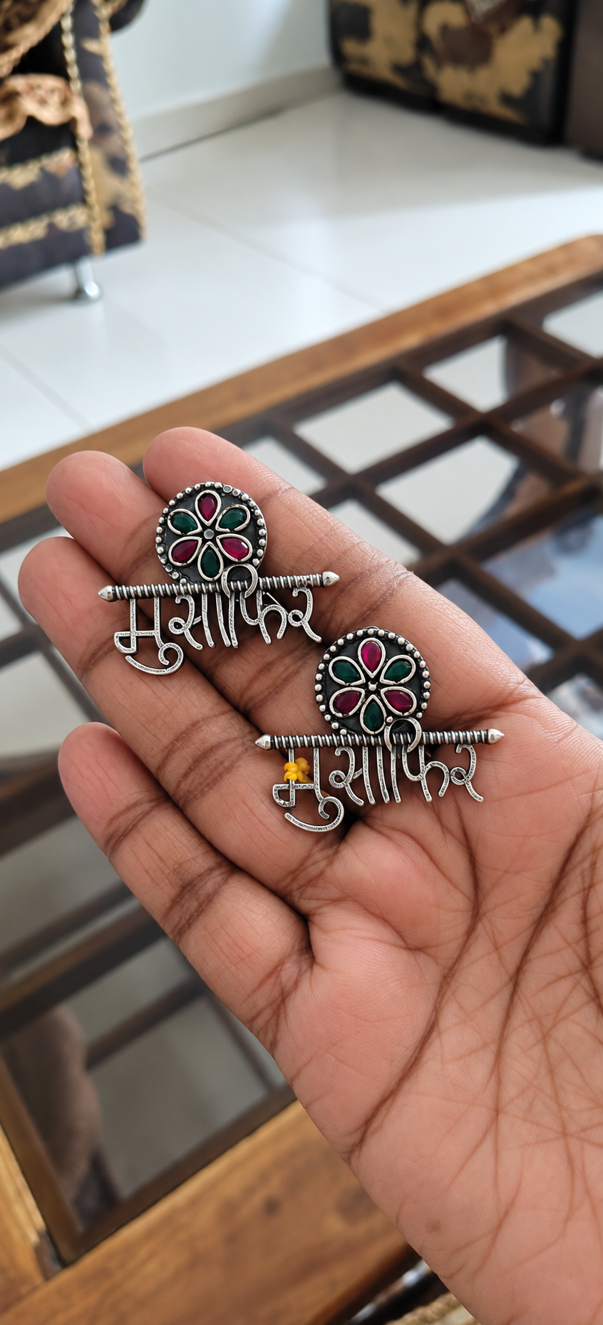 Musafir Oxidised Silver Earrings