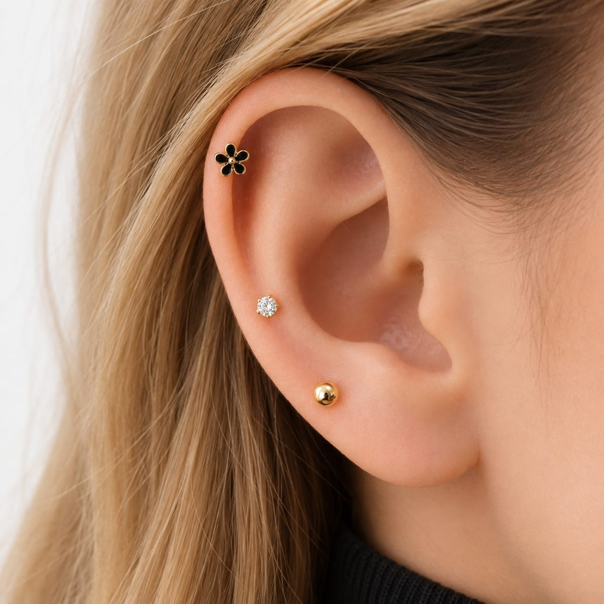 Everyday Floral & CZ Ear Piercing Set