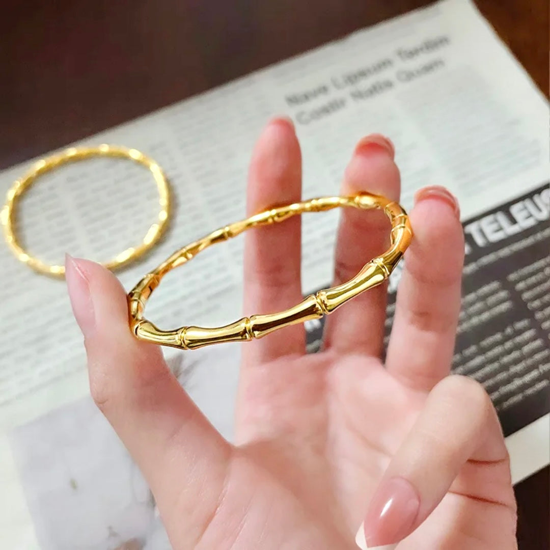 Anti-tarnish Bamboo Joint Bangle Bracelet