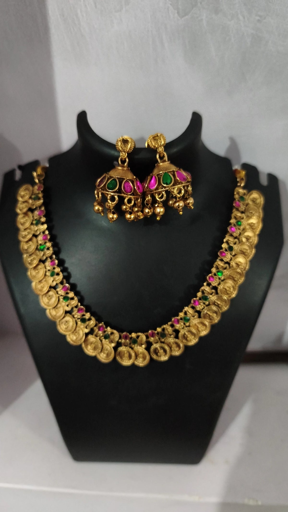Matte Finish Lakshmi Coin Necklace Set