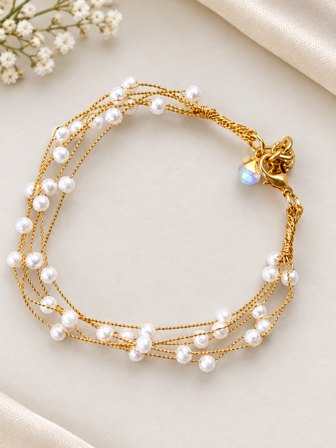 Pearl Cascade Multi-Layer Bracelet