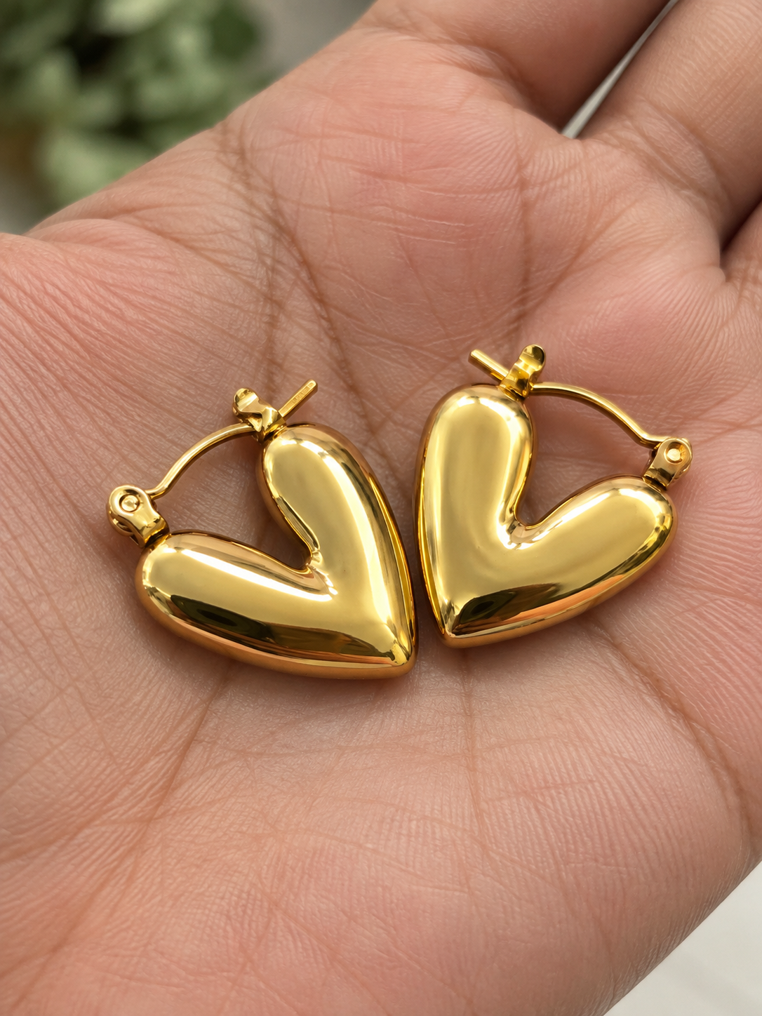 Golden heart  Anti tarnish hoops