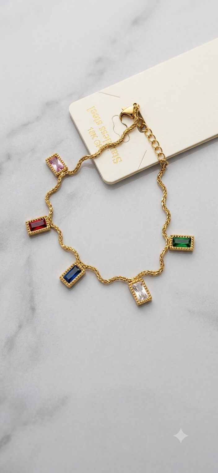 Multicolor Wave Charm Bracelet