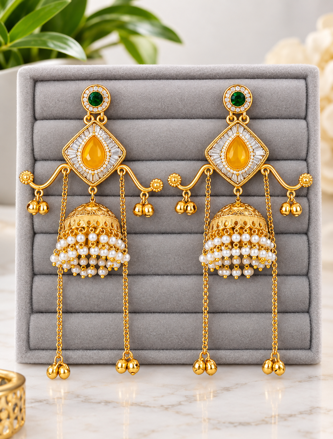 Royal Kashmiri Khumkha – Green & Yellow Stone