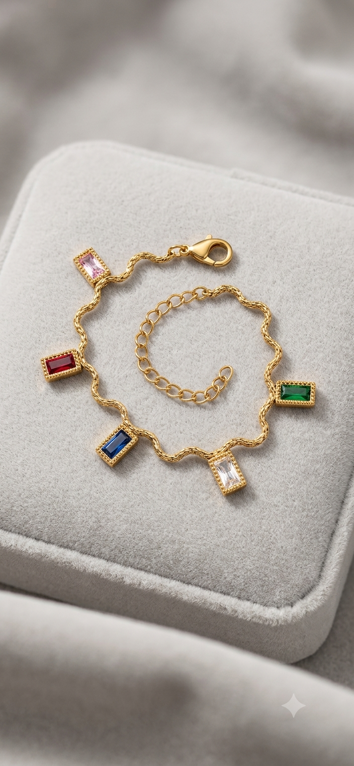 Multicolor Wave Charm Bracelet