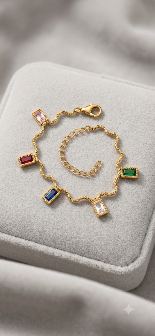 Multicolor Wave Charm Bracelet