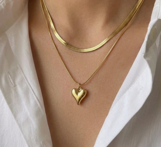 Layered Golden Heart Snake Chain
