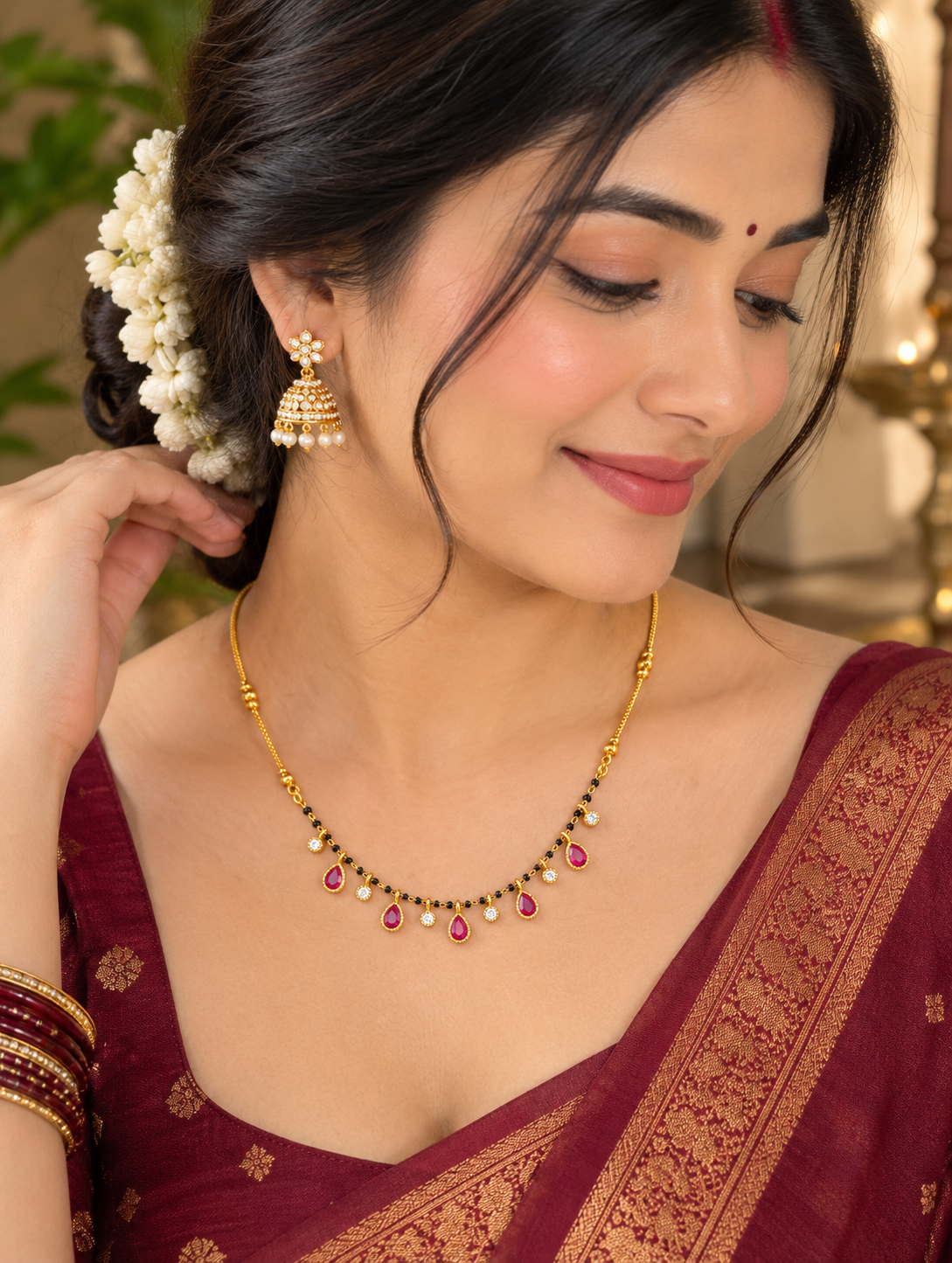 Ruby Drop Gold-Plated Mangalsutra