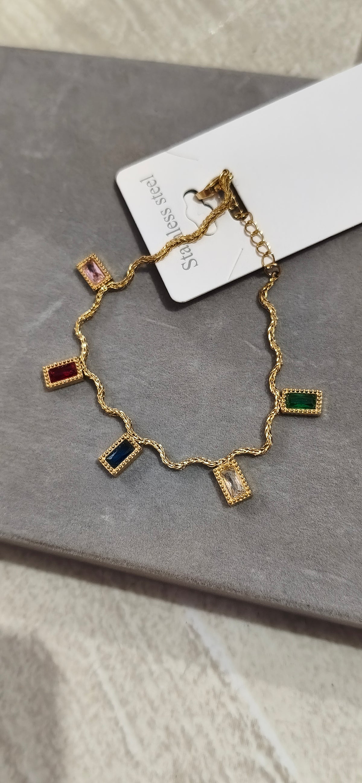 Multicolor Wave Charm Bracelet