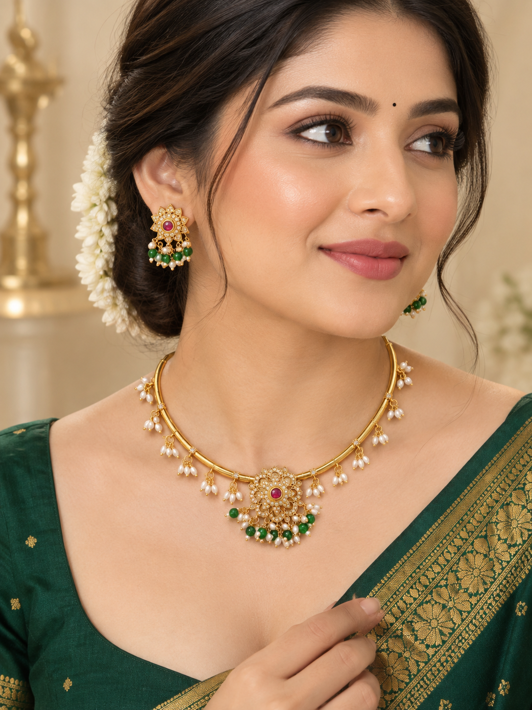 Viraasat Floral Filigree Hasli Set