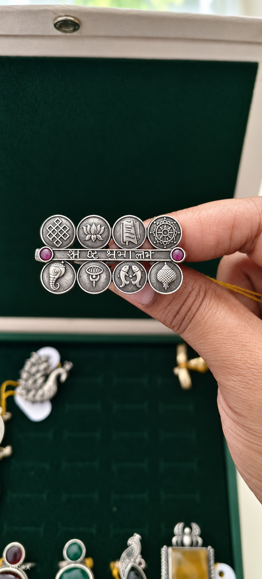 Oxidized Ashtmangal Adjustable Ring