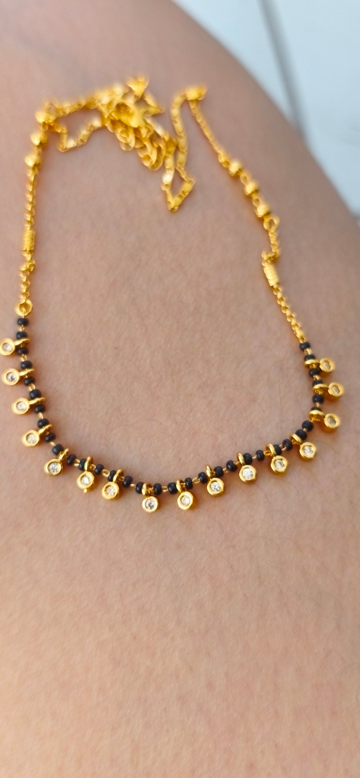 Elegant Gold-Plated Black Bead Mangalsutra